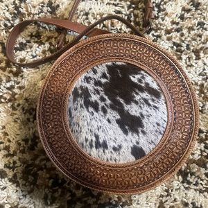 Crossbody canteen cowhide purse